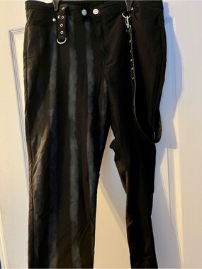 KILLSTAR 3XL Women Black Striped Pants with Utility Strap